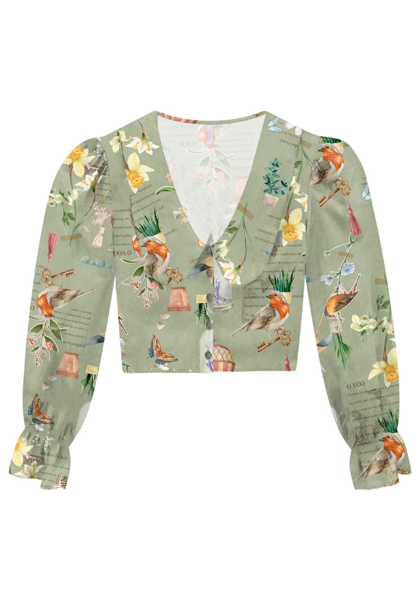 Blusa Manga Longa em Viscose com Gola, , large.