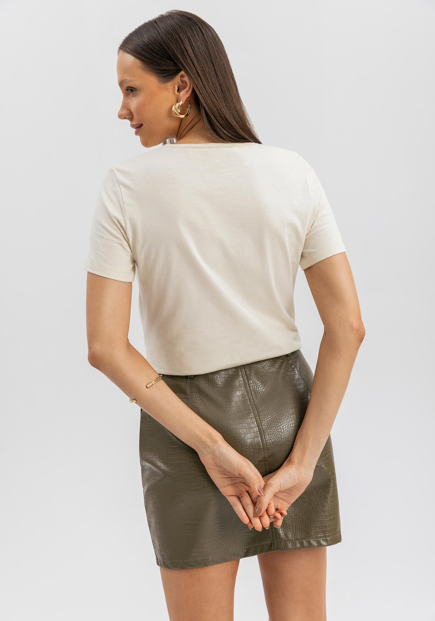 Blusa T-shirt De Mangas Curtas Em Malha De Algod&atilde;o Penteado, , large.