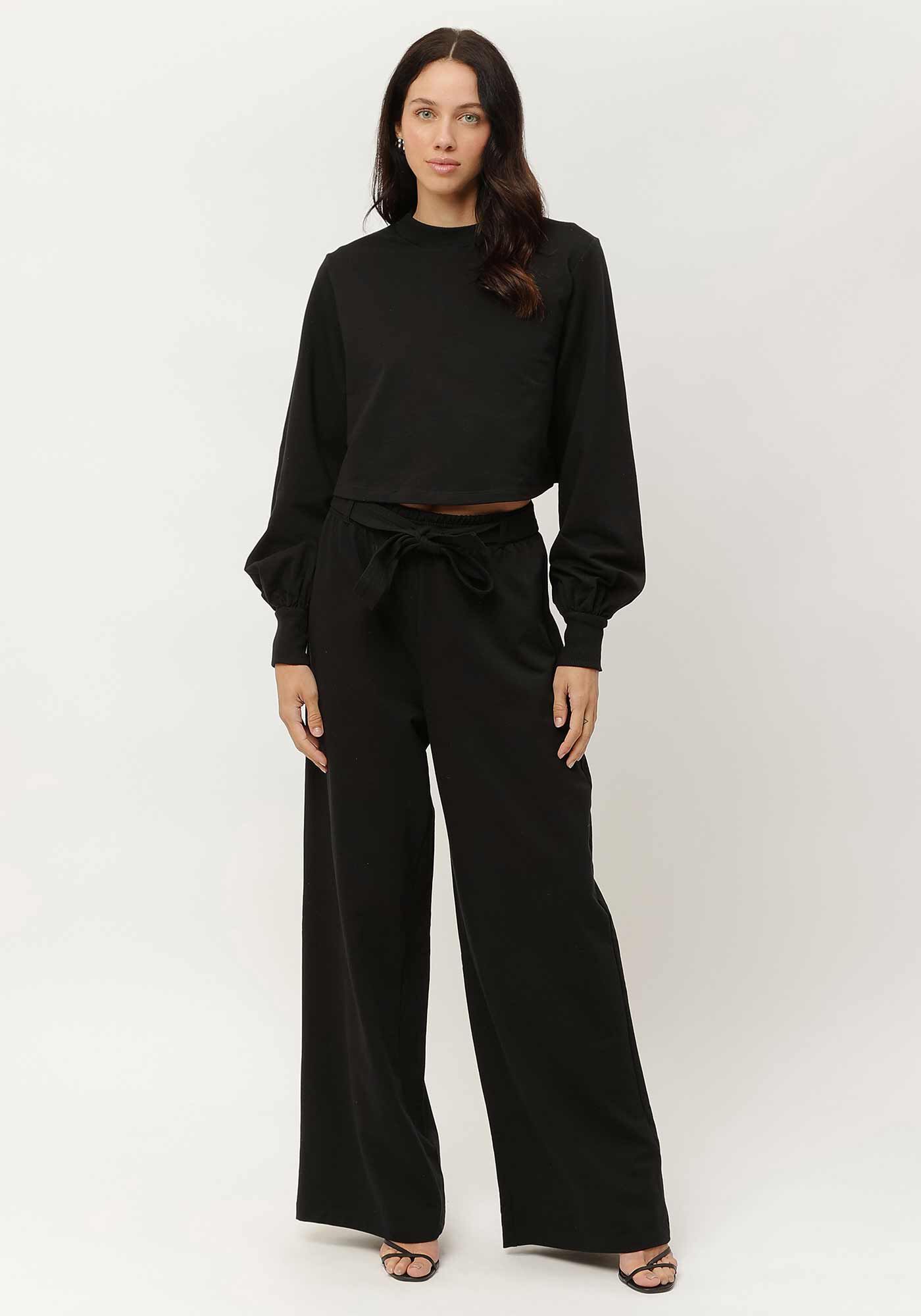 Conjunto com Blus&atilde;o Cropped e Pantalona, , large.