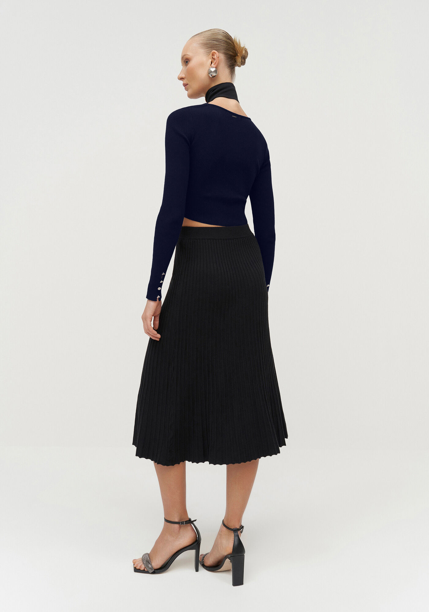 Saia Midi em Tric&ocirc; Plissada, , large.