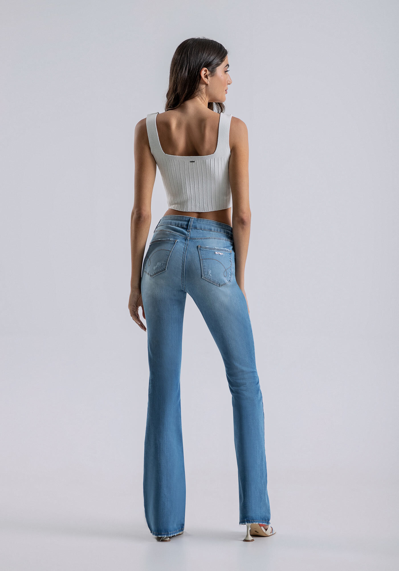 Cal&ccedil;a Jeans Malibu Boot Cut com Faixa, JEANS, large.