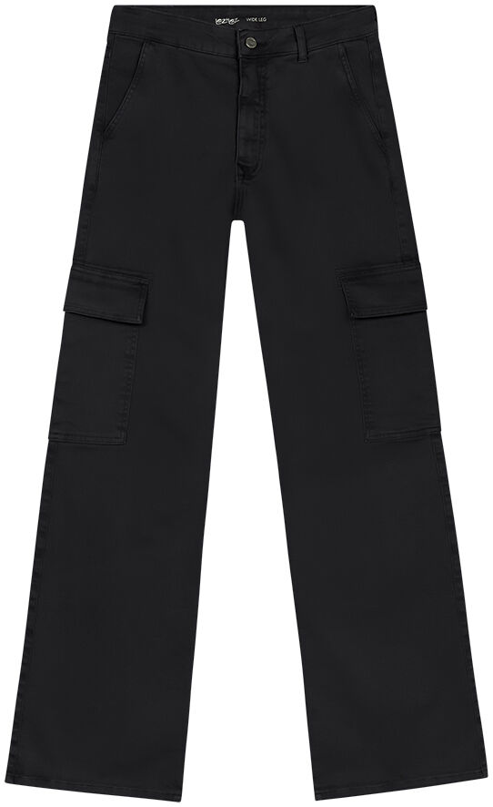 Cal&ccedil;a Sarja Wide Leg Cargo Estonado, PRETO REATIVO, large.