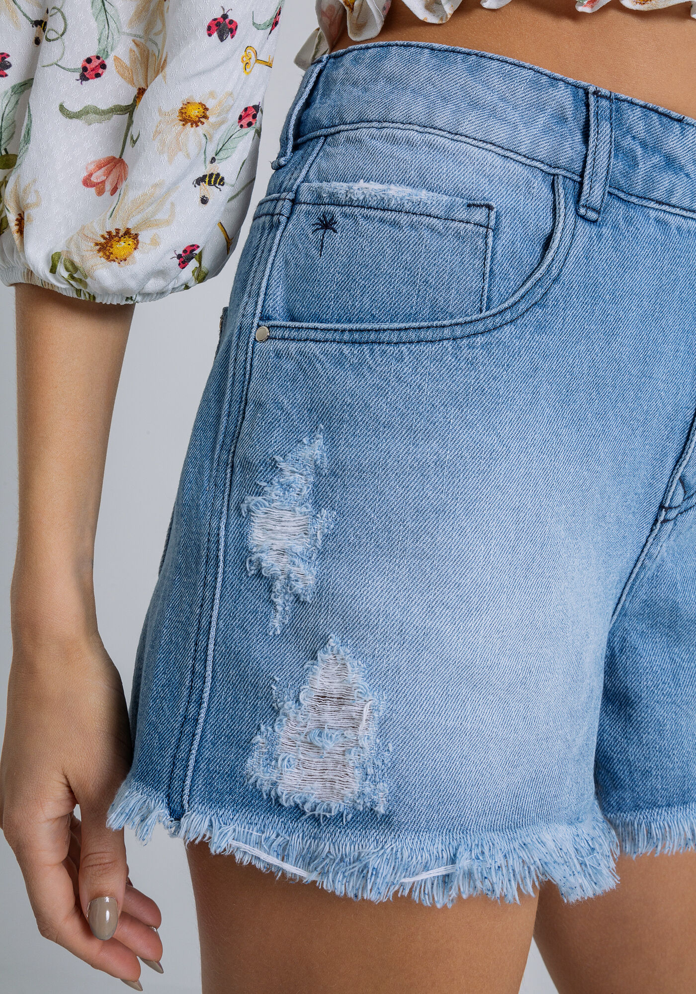 Shorts Jeans Rio com Scrunchie, JEANS, large.