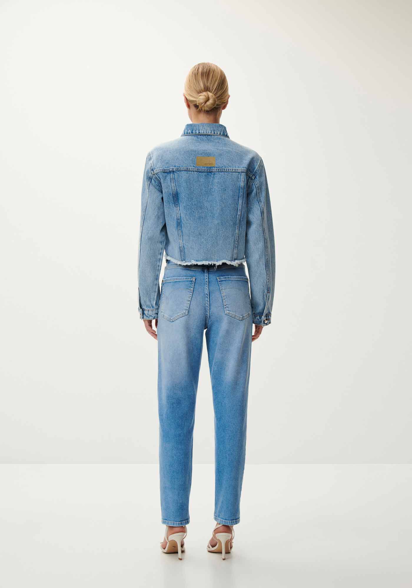 Jaqueta Jeans Curta com Barra Desfiada, JEANS CLARO, large.