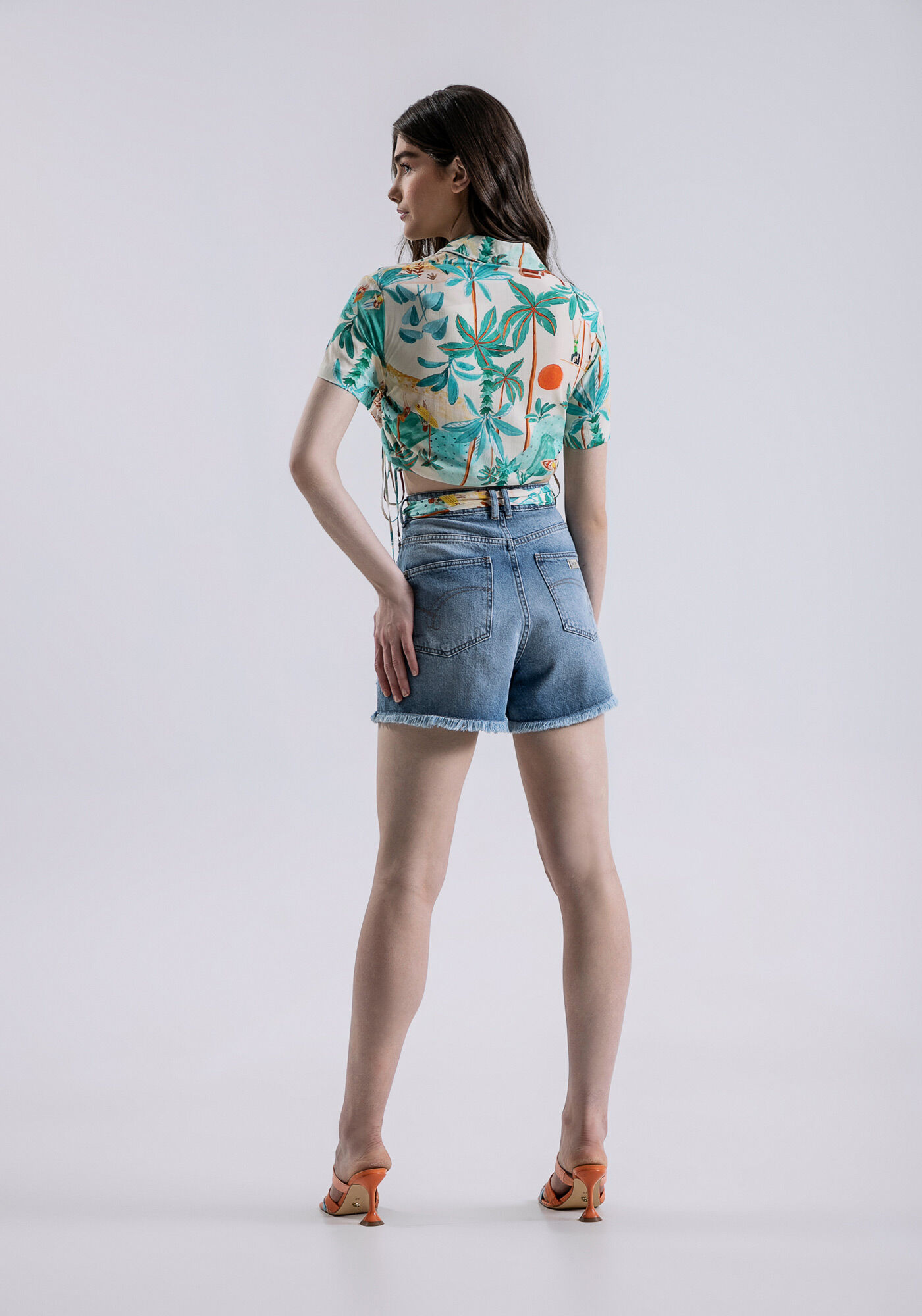 Shorts Jeans Calif&oacute;rnia Super Alta com Faixa, JEANS, large.