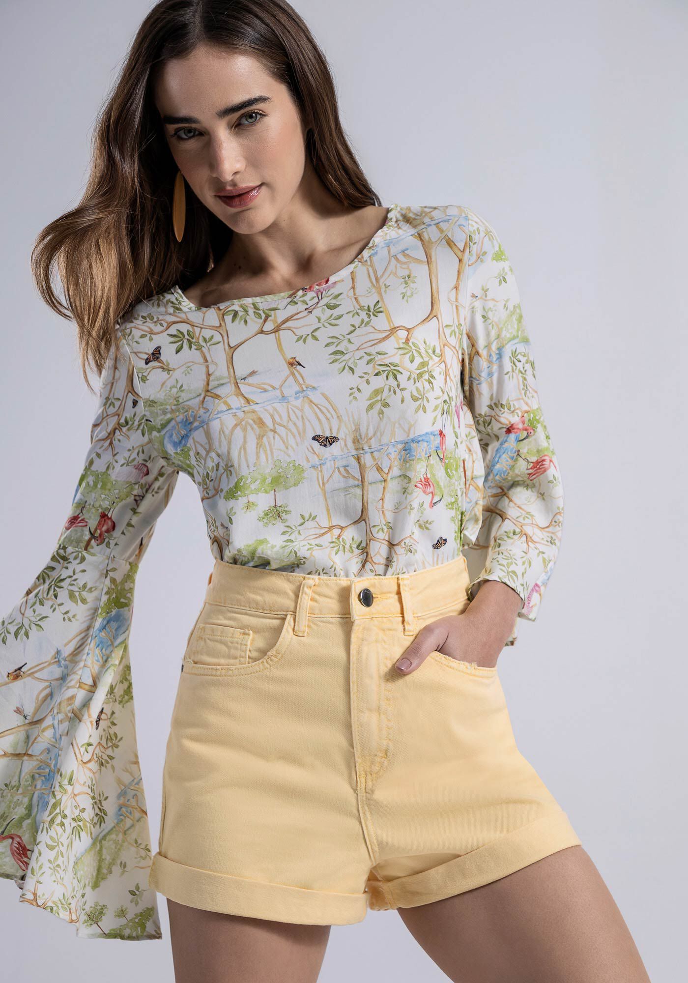 Shorts Sarja Mom com Cintura Super Alta, , large.