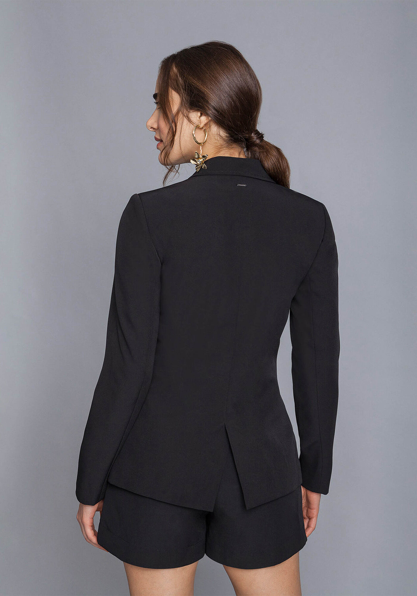 Blazer Cl&aacute;ssico Bot&otilde;es Preto Reativo, , large.