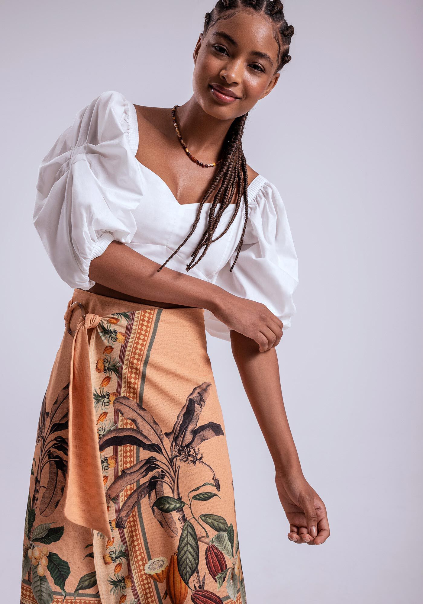 Saia Midi Transpassada Estampada, , large.