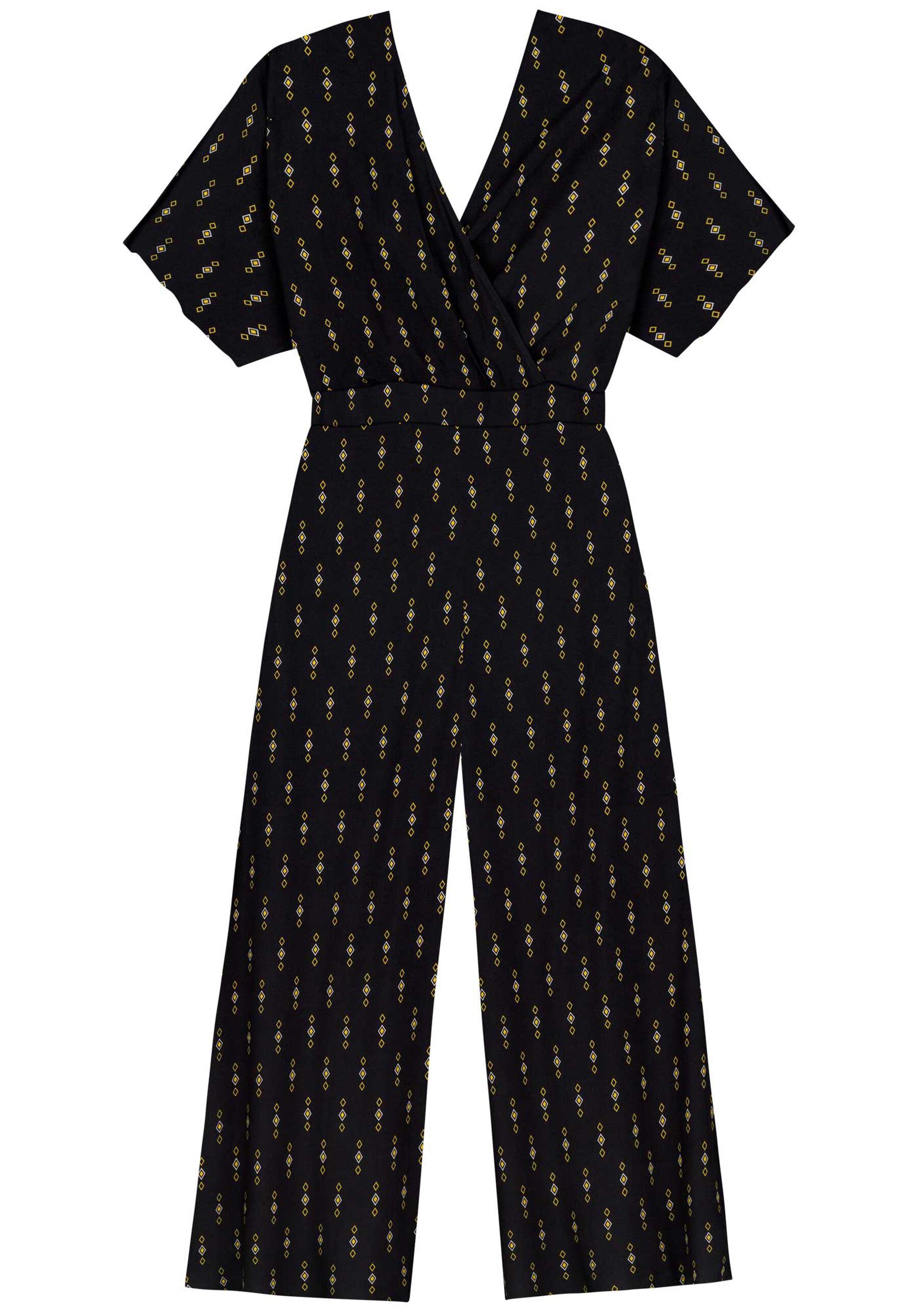 Macacão Longo Estampado Transpassado De Mangas Curtas, . Macacão Longo Estampado Transpassado De Mangas Curtas, , large.