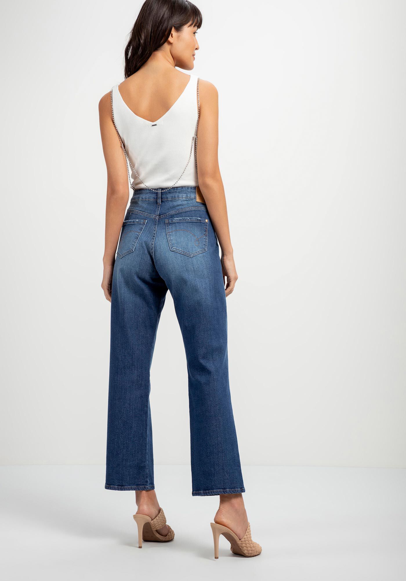 Cal&ccedil;a Jeans Reta Cropped com Elastano, JEANS, large.