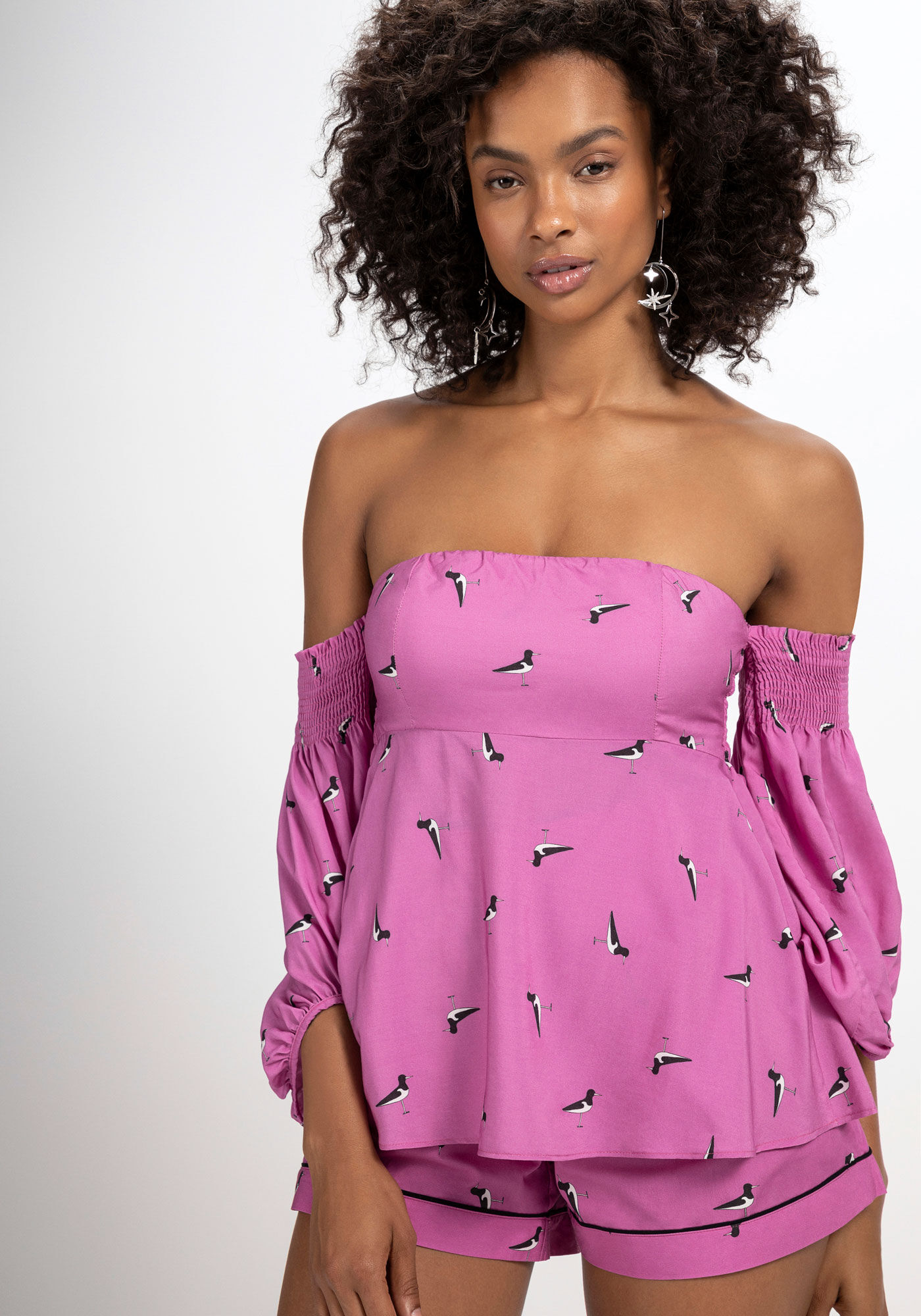 Blusa Estampada com Manga Bufante Remov&iacute;vel, LUNDEY, large.