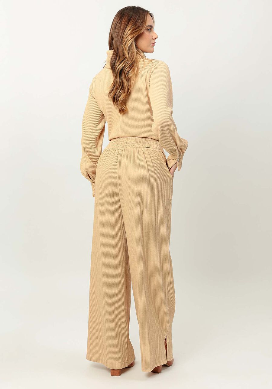 Calça Pantalona em Malha com Bolsos, BEGE FLAME. Calça Pantalona em Malha com Bolsos, BEGE FLAME, large.