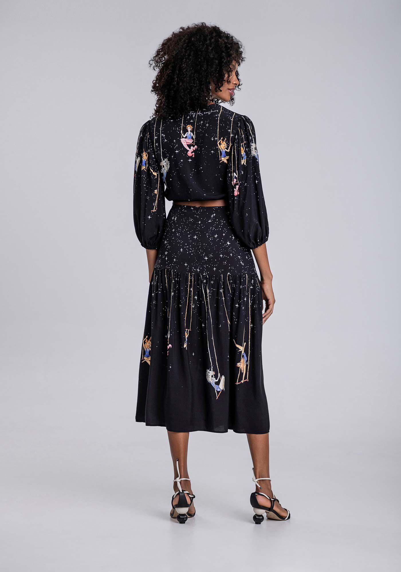 Blusa Cropped com Manga 3/4 Bufante, , large.