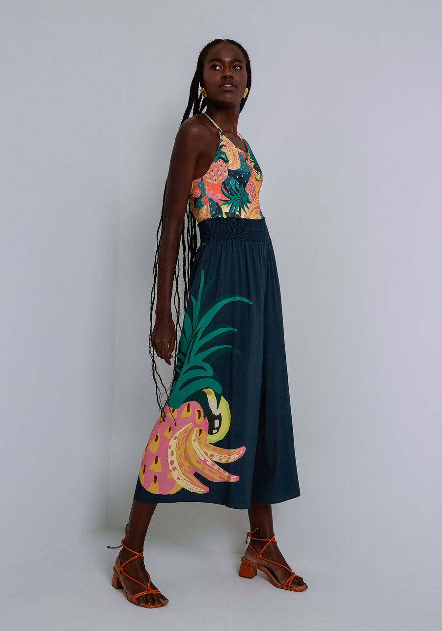 Calça Pantacourt em Viscose com Estampa, . Calça Pantacourt em Viscose com Estampa, , large.