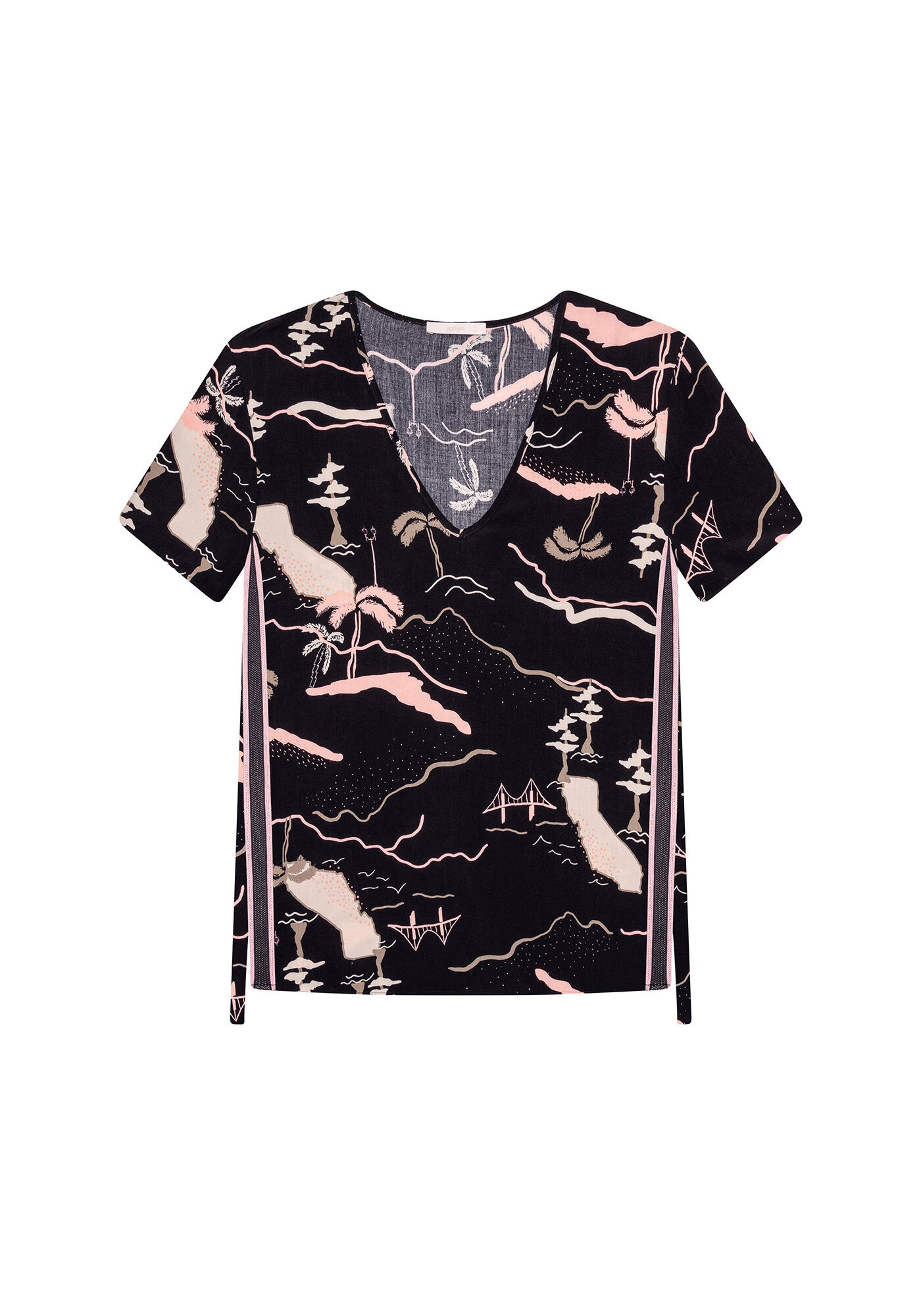 Blusa Decote V Estampada, , large.
