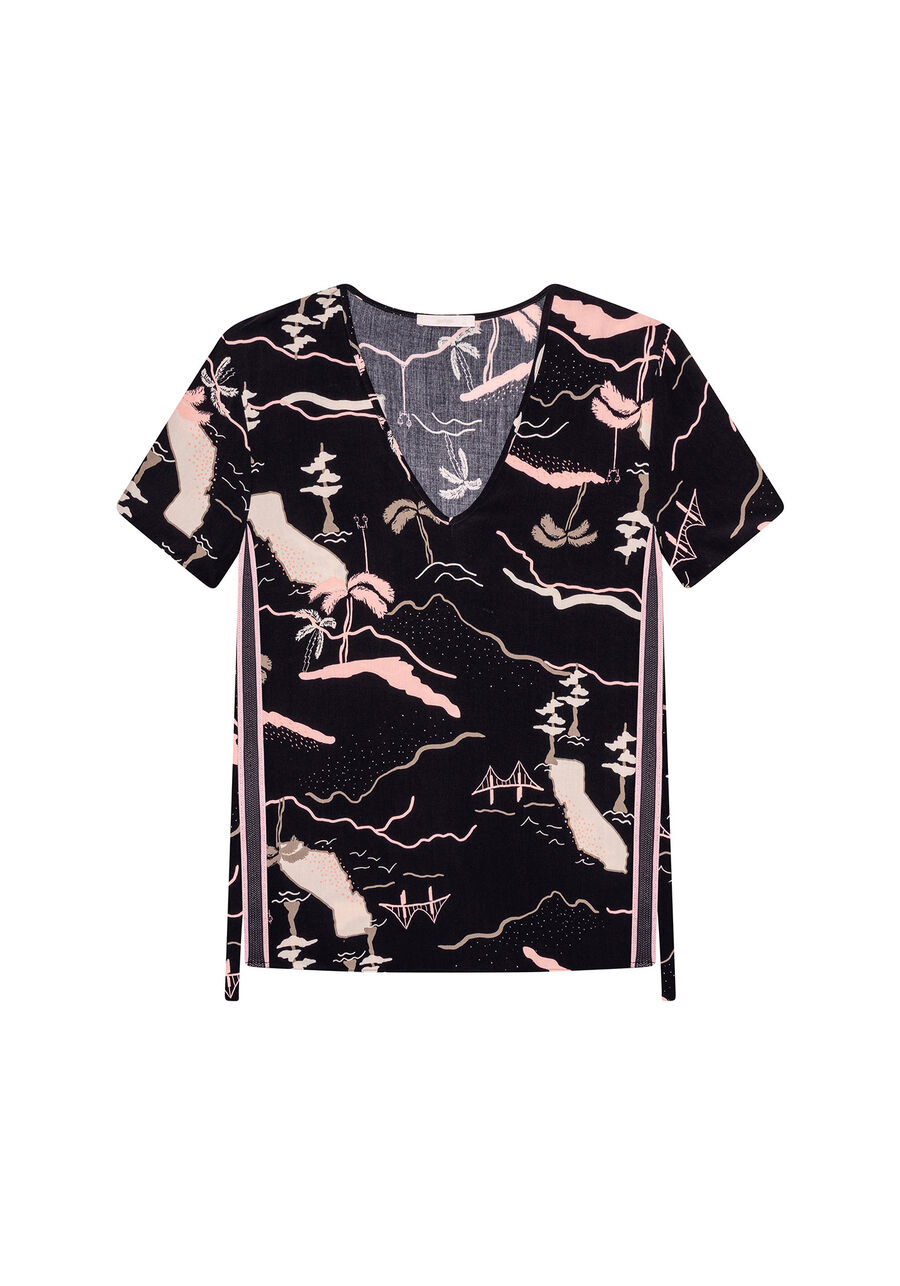 Blusa Decote V Estampada, . Blusa Decote V Estampada, , large.