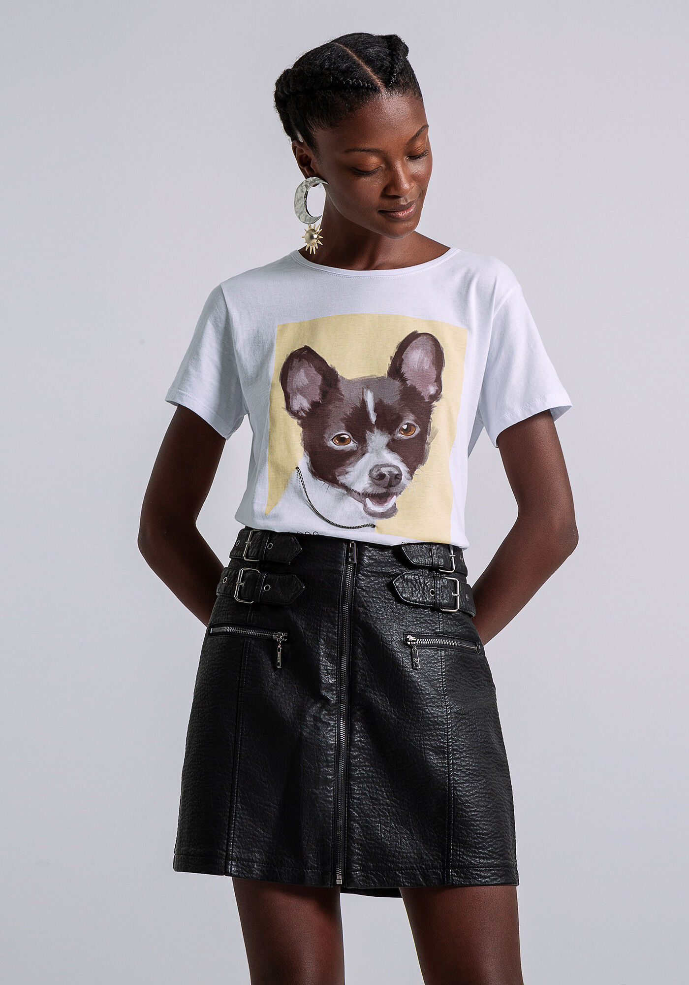 T-shirt Estampada Mutt Dog, BEGE, large.