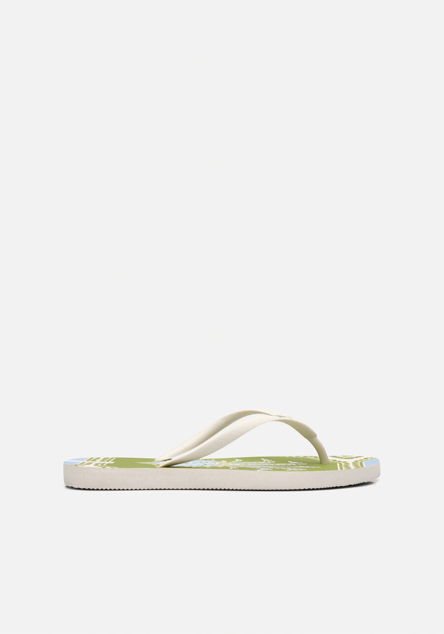 Chinelo Com Tiras Finas Estampado, MAXI GRAVURA AZUL. Chinelo Com Tiras Finas Estampado, MAXI GRAVURA AZUL, large.