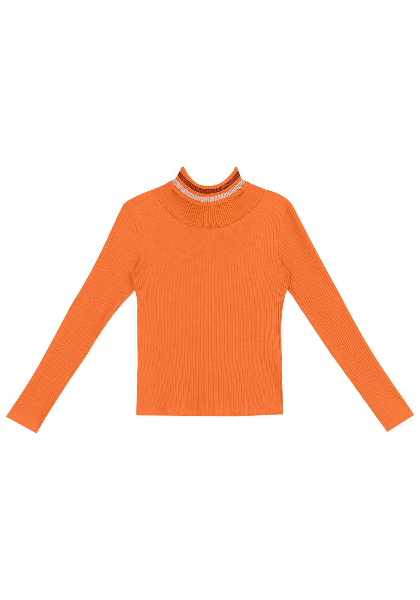 Blusa Manga Longa com Gola Alta em Retil&iacute;nea, , large.