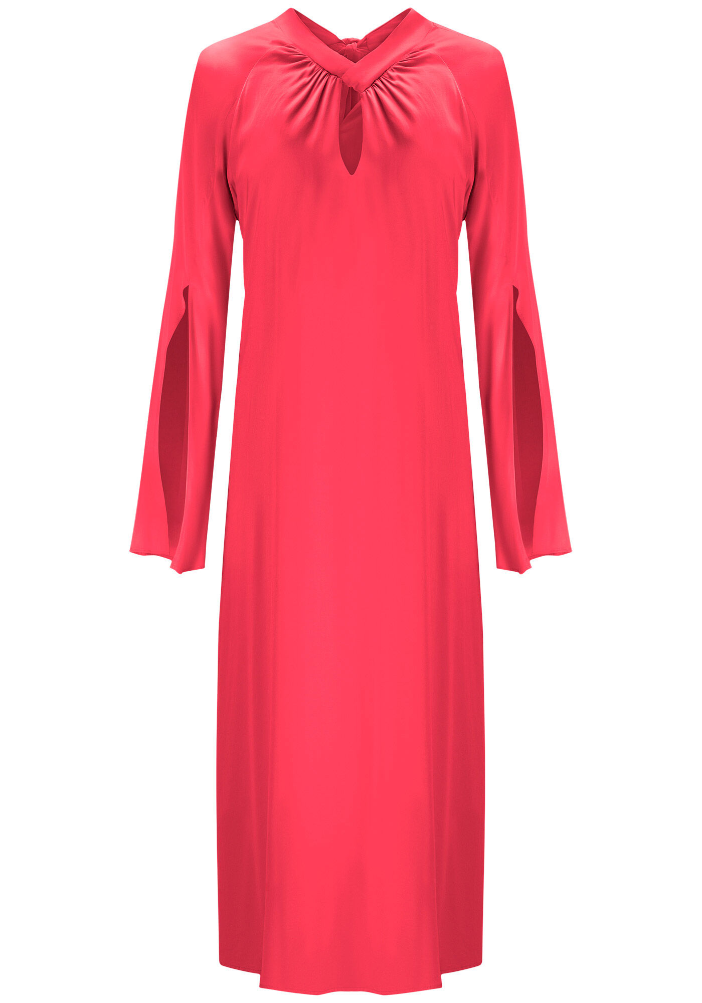 Vestido Midi Amplo com Abertura Mangas, , large.