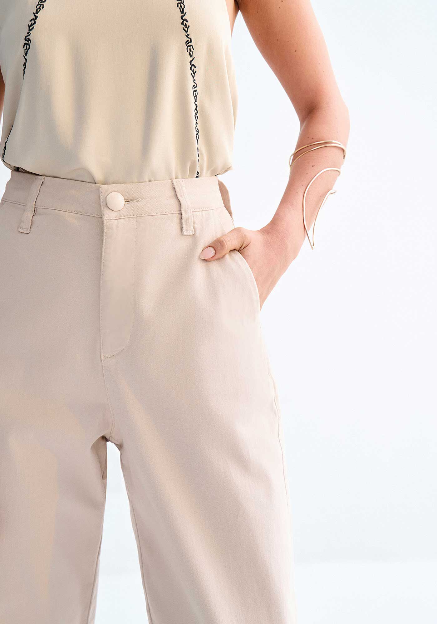 Cal&ccedil;a Sarja Reta Cintura Alta Cropped com Elasticidade, , large.