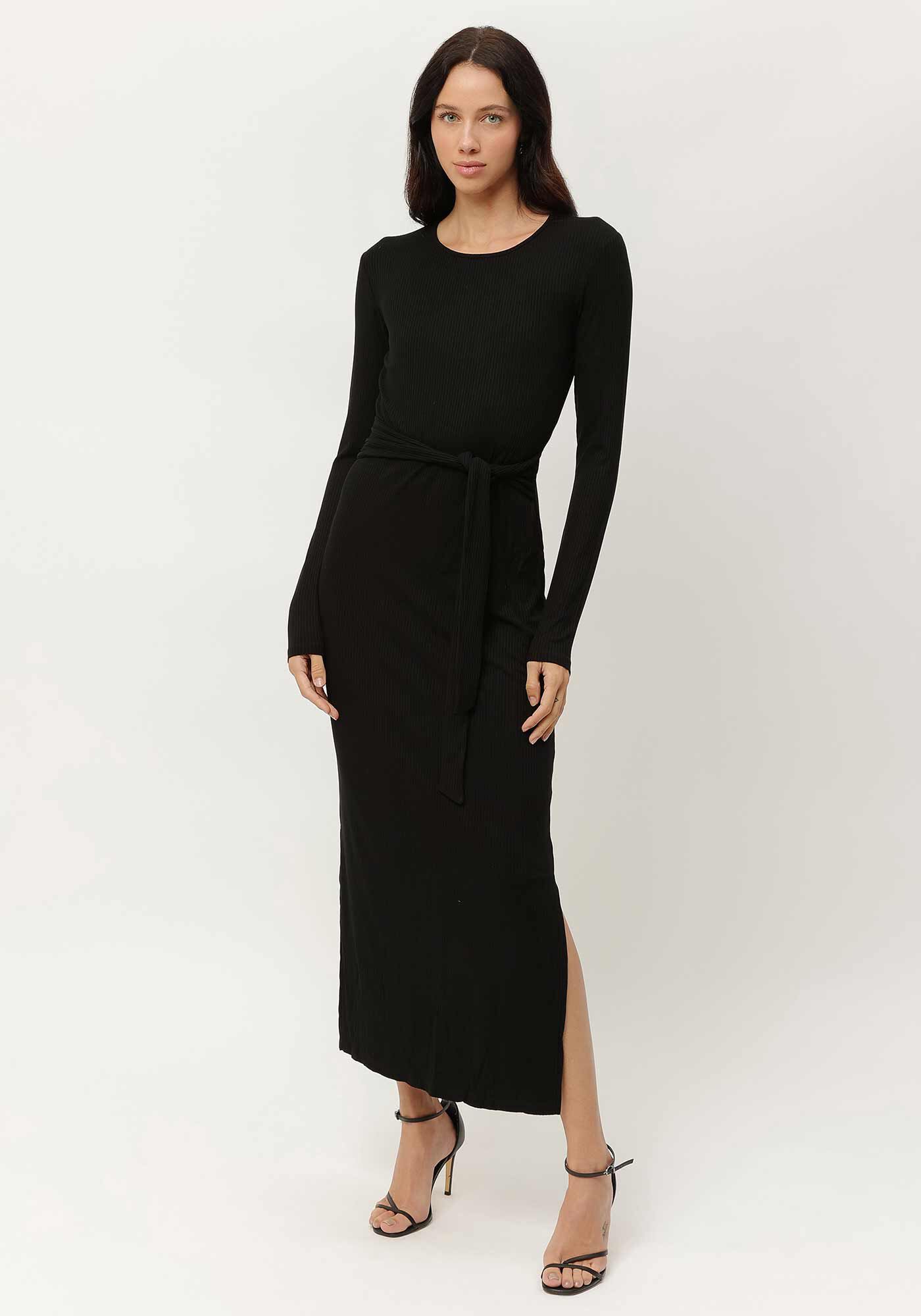 Vestido Midi Canelado com Recorte Costas, , large.