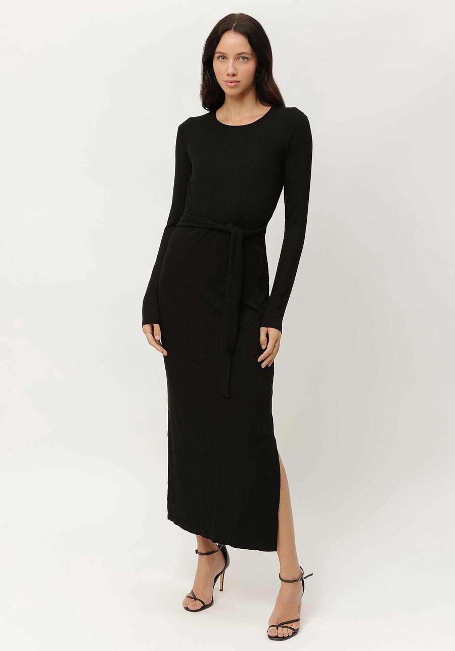 Vestido Midi Canelado com Recorte Costas, . Vestido Midi Canelado com Recorte Costas, , large.