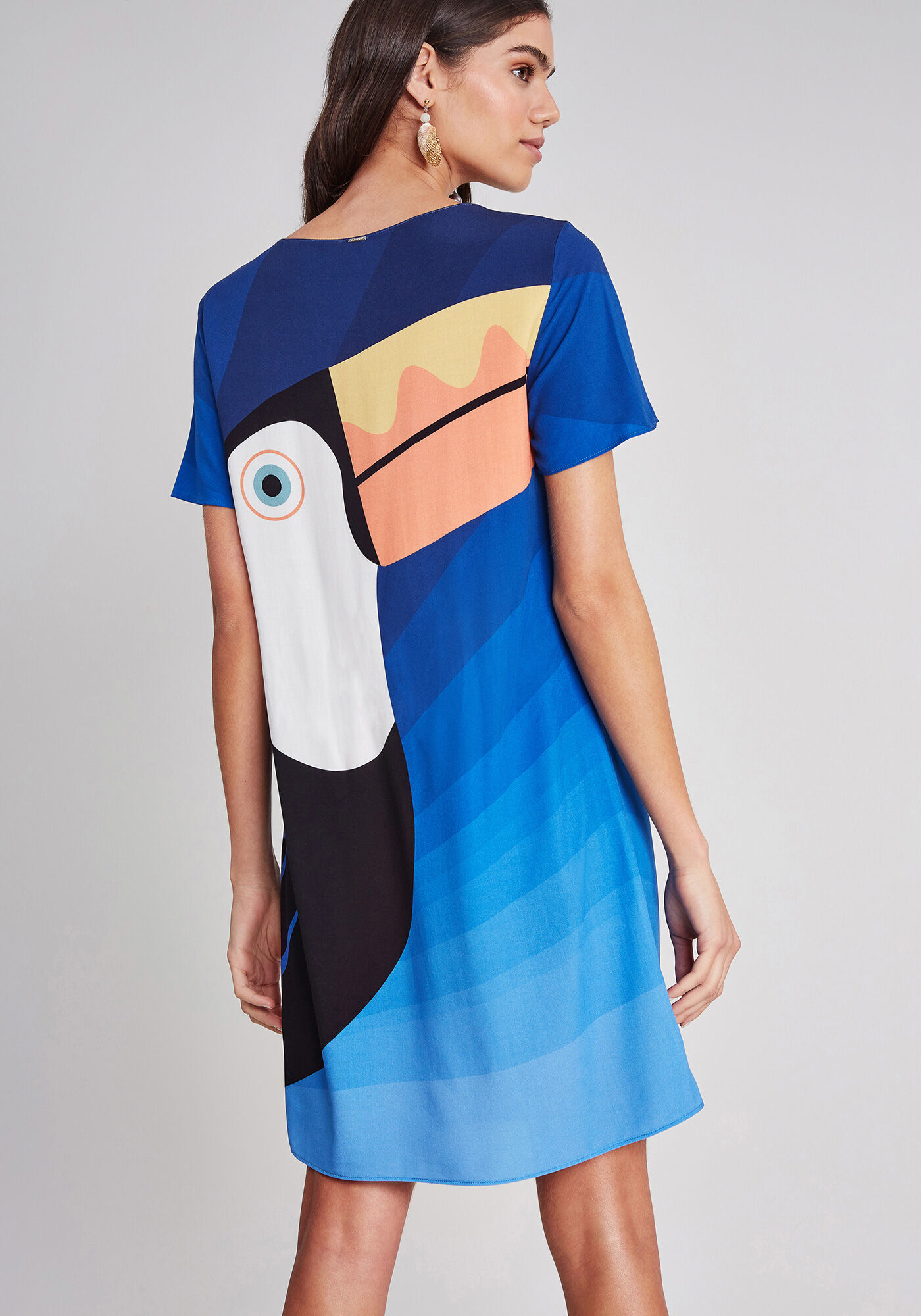 Vestido Manga Curta Reto Estampa, , large.