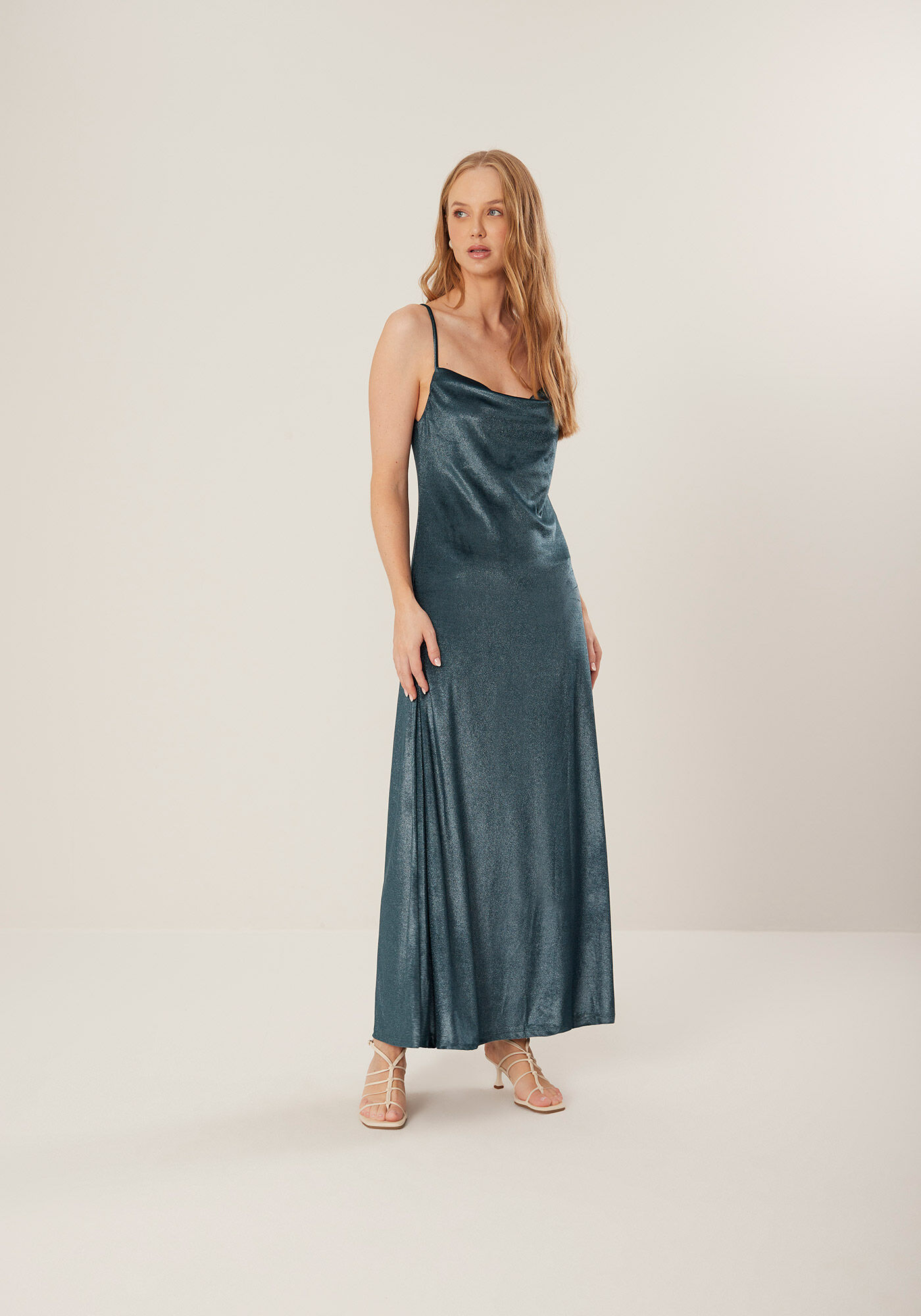 Vestido Longo De Al&ccedil;as Em Malha De Veludo, , large.