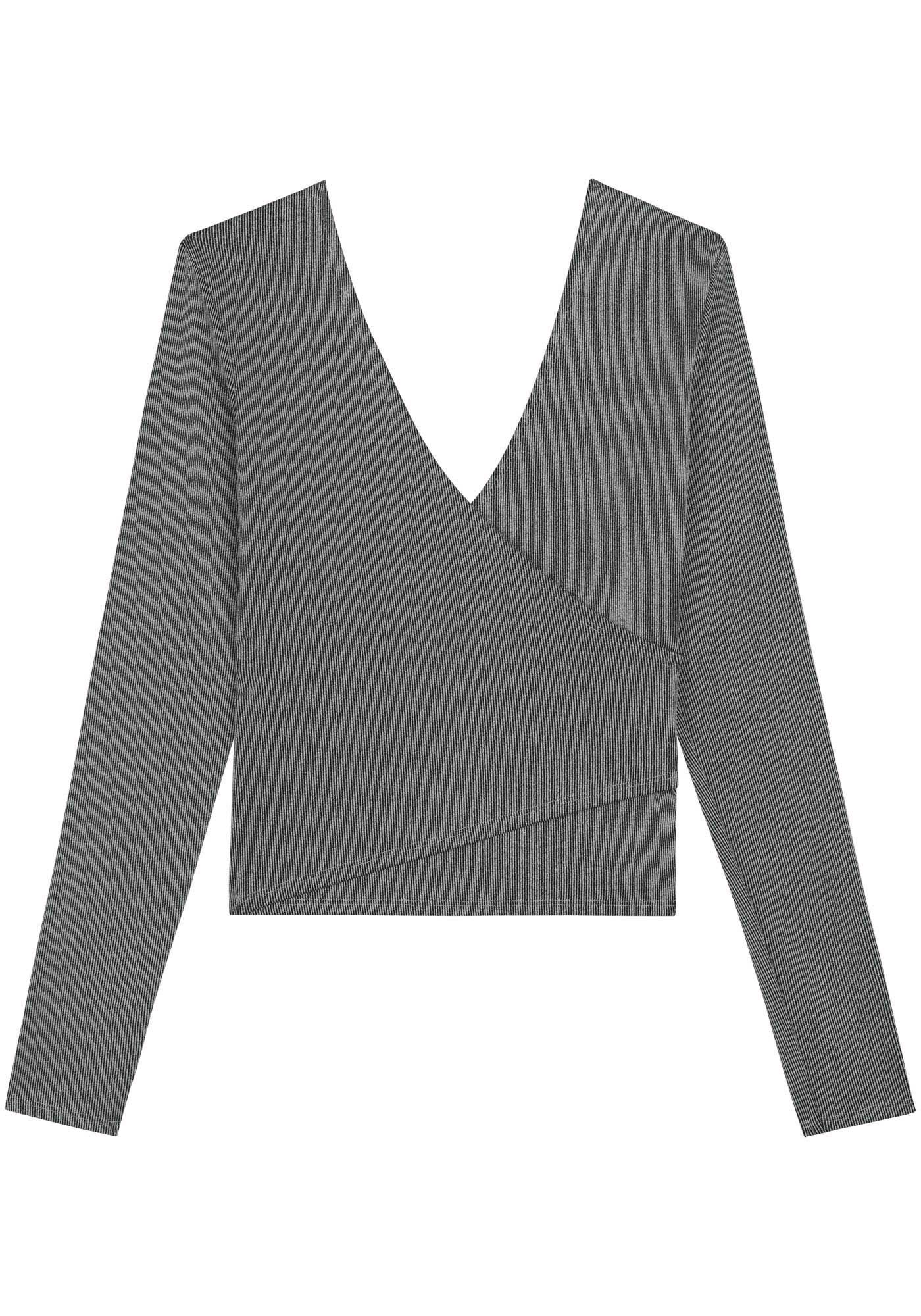 Blusa Transpassada De Mangas Longas Com Fios De Lurex, , large.