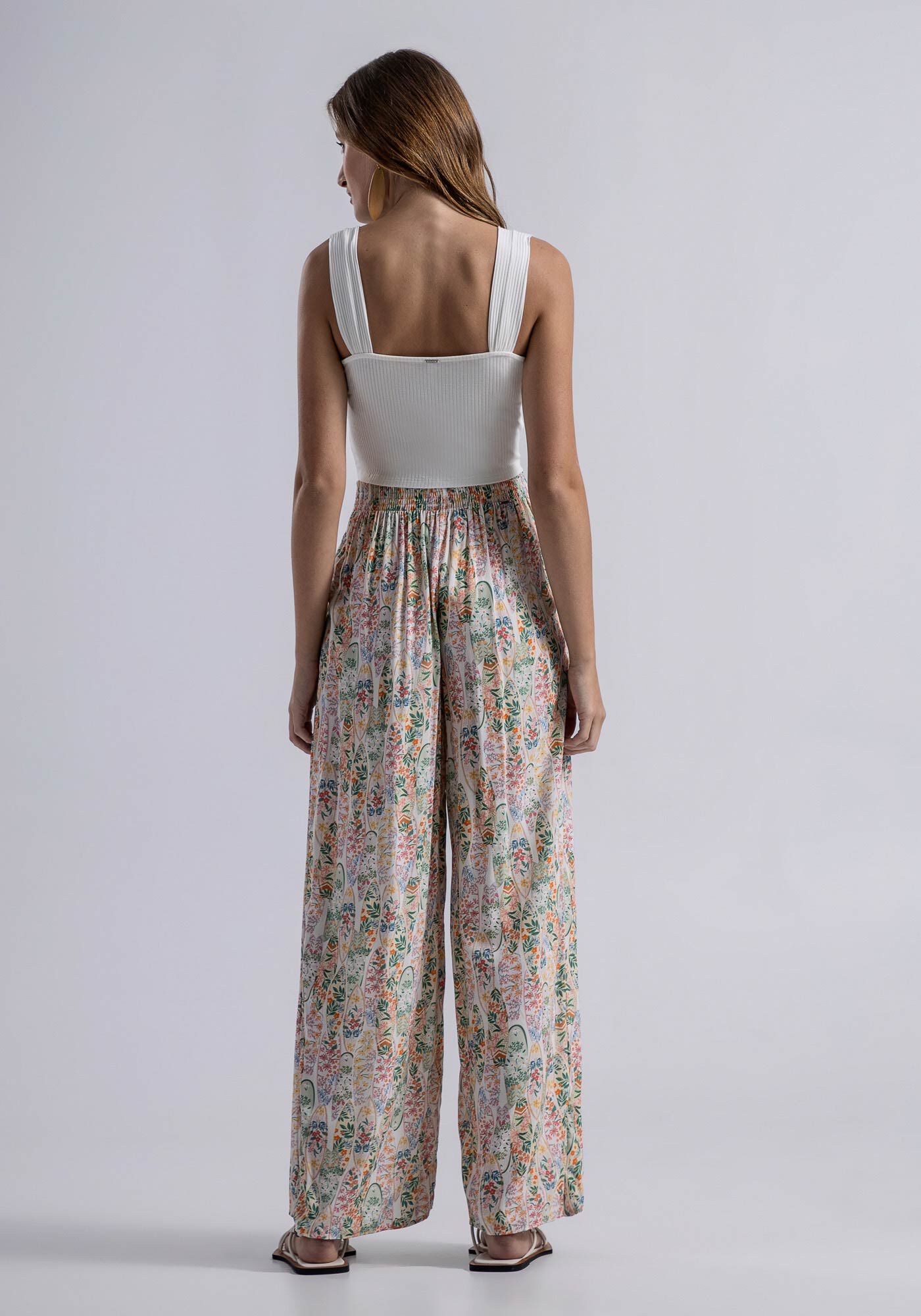 Blusa com Al&ccedil;as Canelada Cropped, BRANCO OFF WHITE, large.