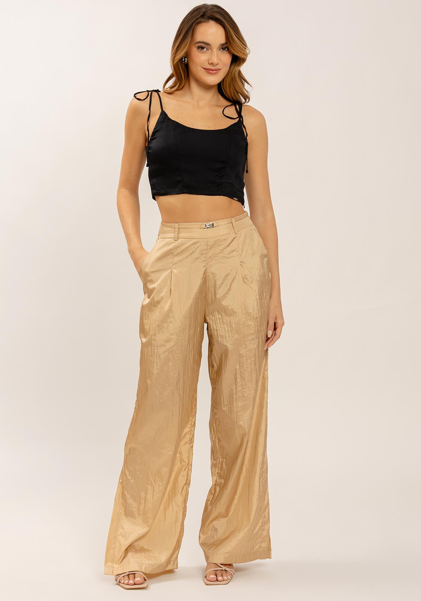 Blusa Cropped com Amarra&ccedil;&atilde;o Al&ccedil;as, , large.