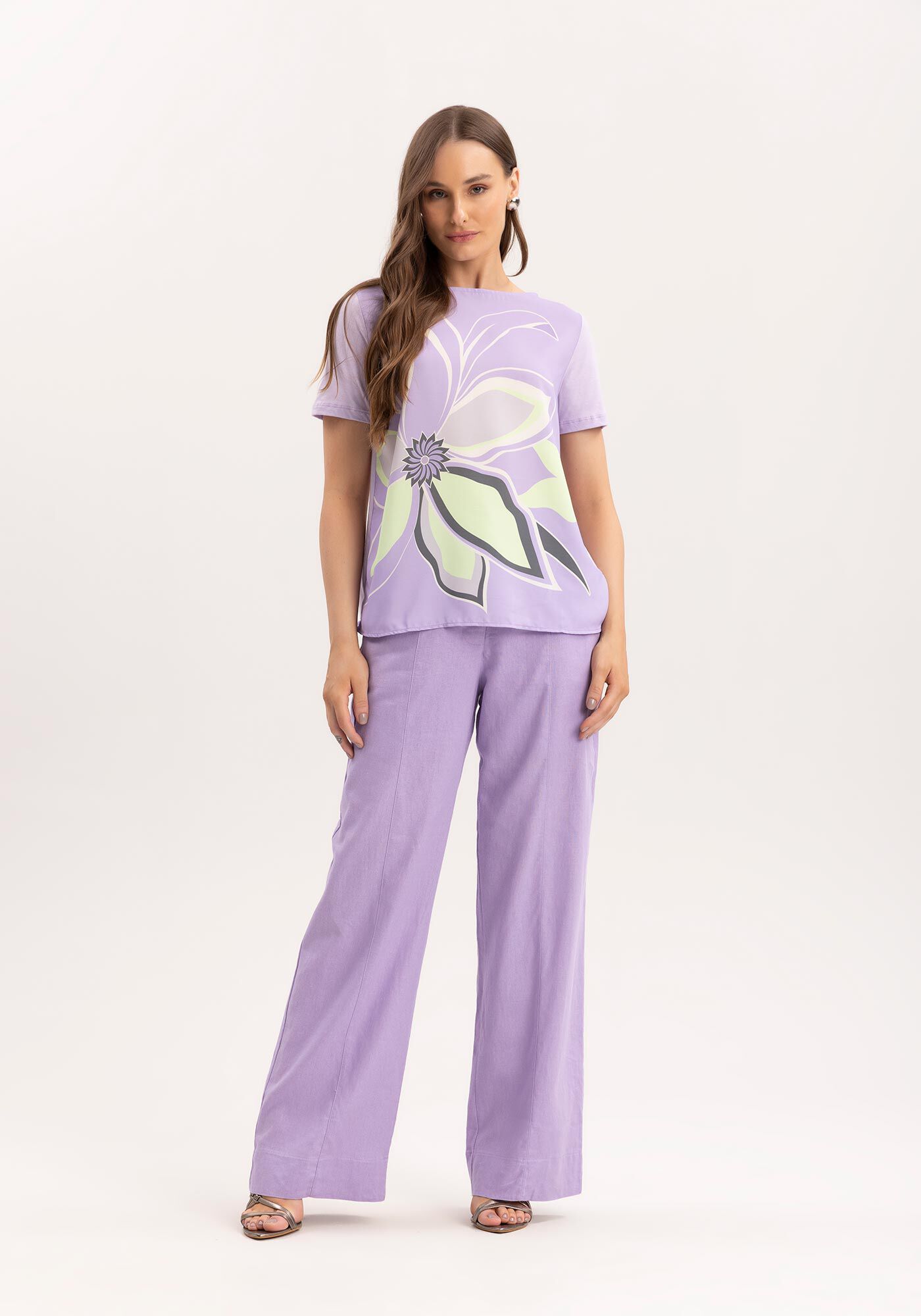 Blusa em Malha e Tecido Estampado, , large.