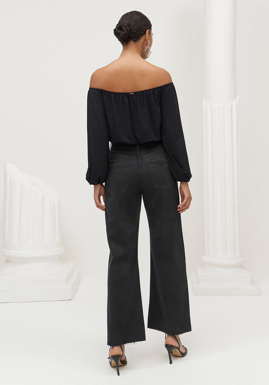 Calça Sarja Wide Leg Comfort Cropped Super Alta, PRETO REATIVO. Calça Sarja Wide Leg Comfort Cropped Super Alta, PRETO REATIVO, large.