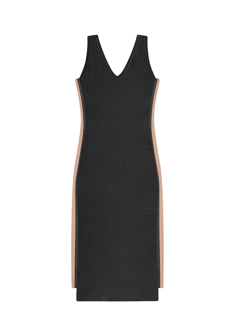 Vestido midi em malha canelada, . Vestido midi em malha canelada, , large.