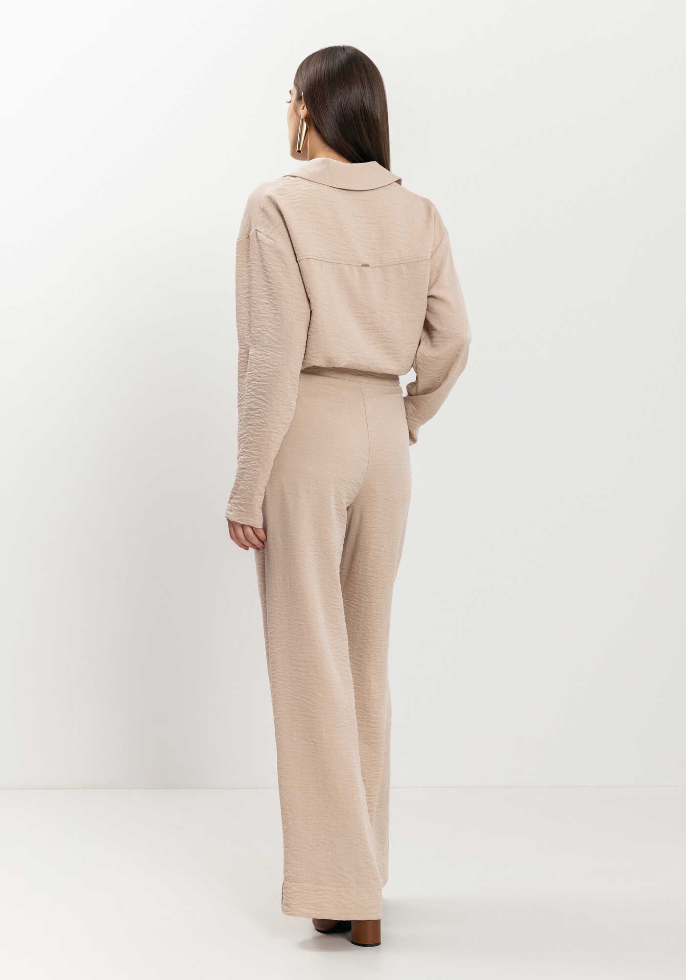 Cal&ccedil;a Reta Com Cintura Alta E Bot&atilde;o Forrado, , large.