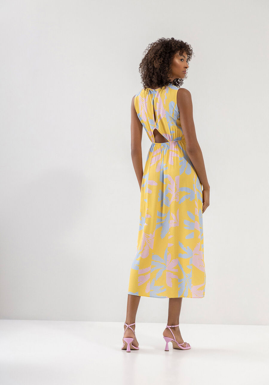 Vestido Midi Estampado com Fenda e Recorte Costas, . Vestido Midi Estampado com Fenda e Recorte Costas, , large.