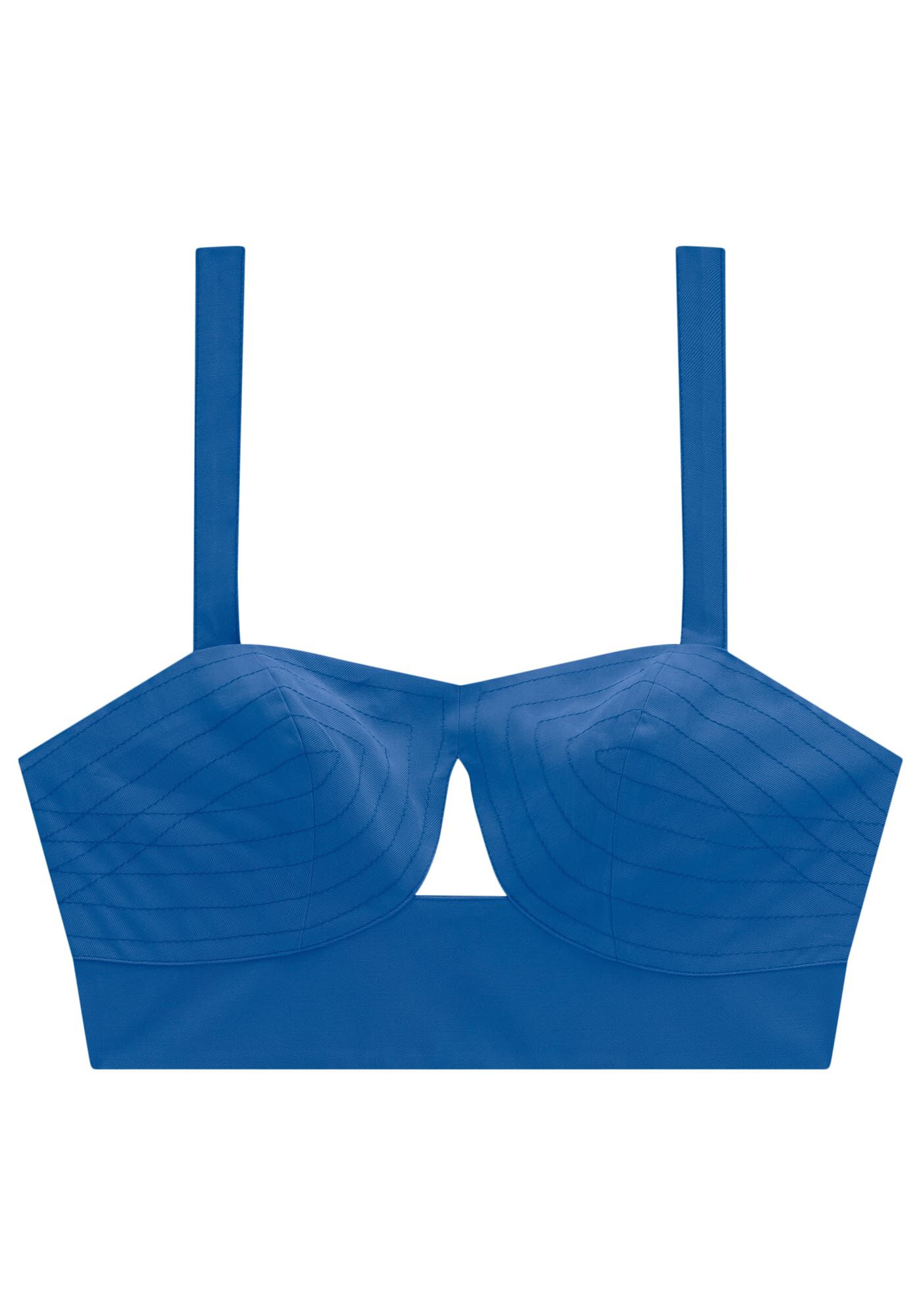 Blusa Cropped em Tecido Plano e Recorte Busto, , large.