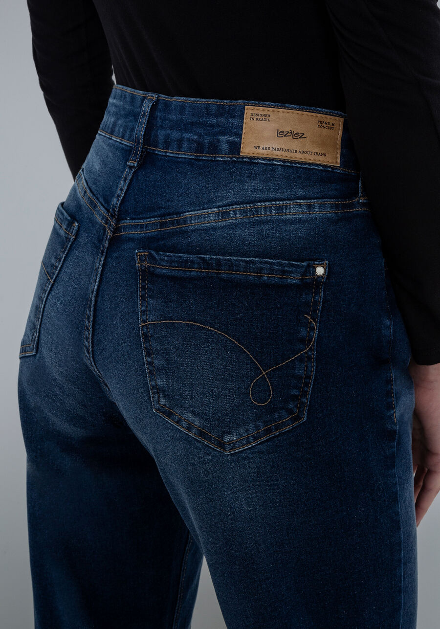 Calça Jeans Reta Cropped Tulum com Elastic Denim, , large.