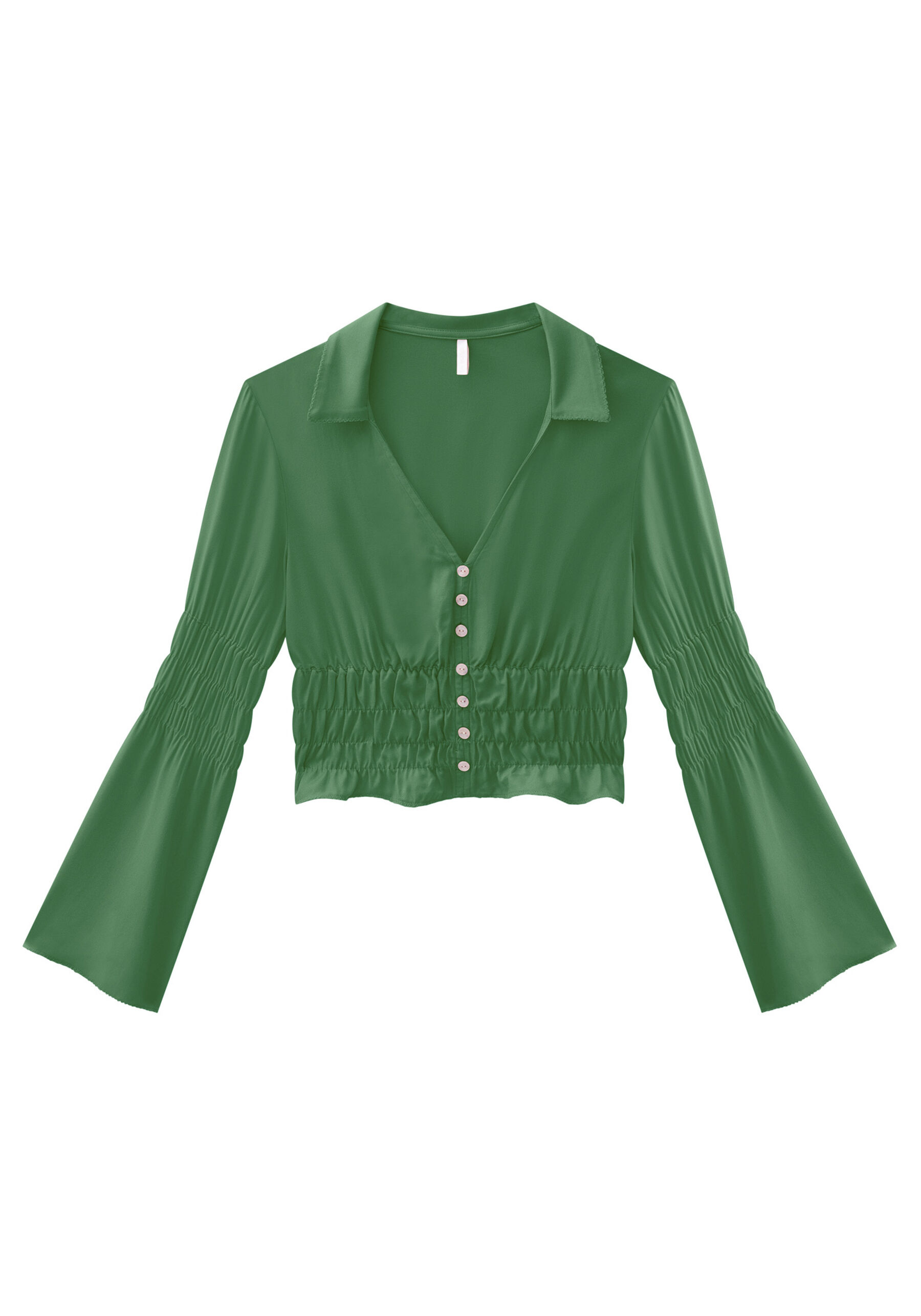 Blusa Manga Longa em Viscose com Franzidos, . Blusa Manga Longa em Viscose com Franzidos, , large.