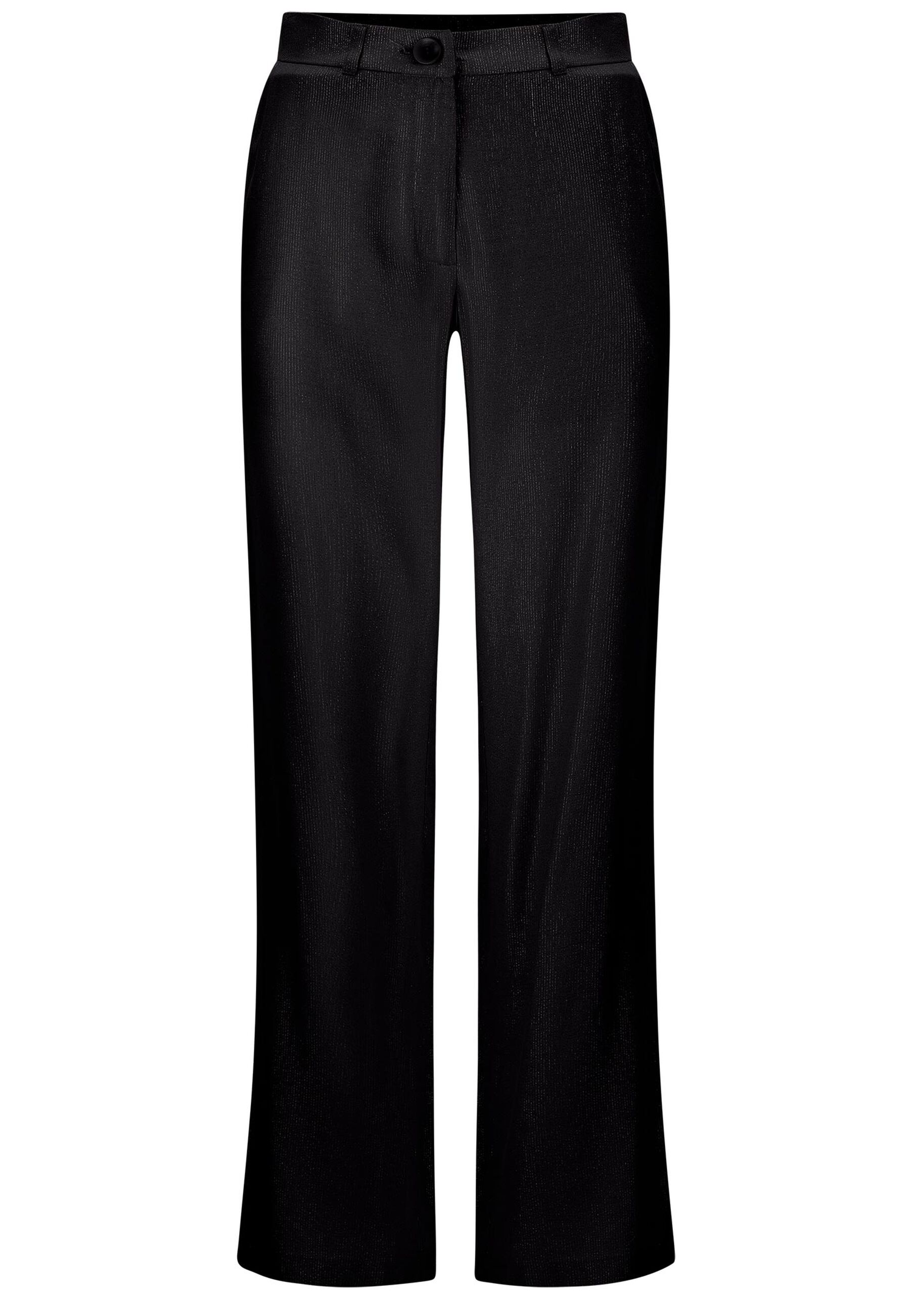 Calça Reta Alfaiataria em Tecido Lurex, PRETO REATIVO. Calça Reta Alfaiataria em Tecido Lurex, PRETO REATIVO, large.