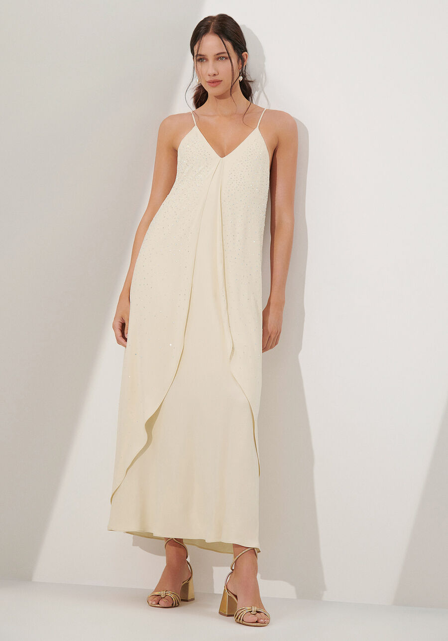 Vestido Midi com Recorte Sobreposto e Strass, . Vestido Midi com Recorte Sobreposto e Strass, , large.