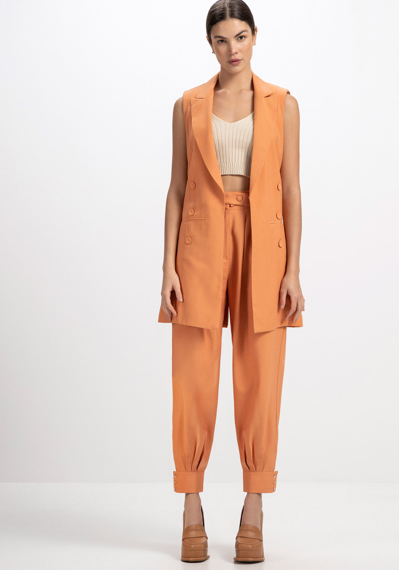 Colete Alfaiataria Alongado com Bot&otilde;es, , large.