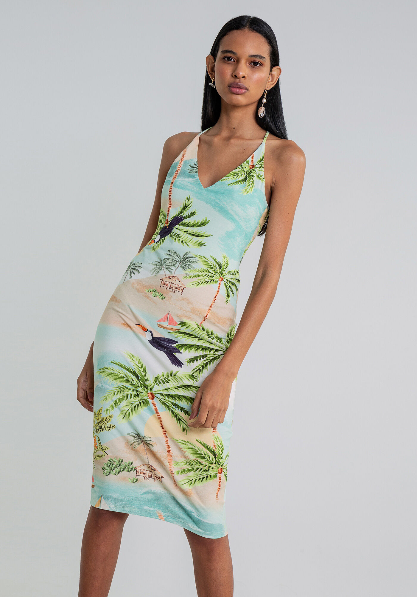 Vestido M&iacute;di Recorte Costas, , large.