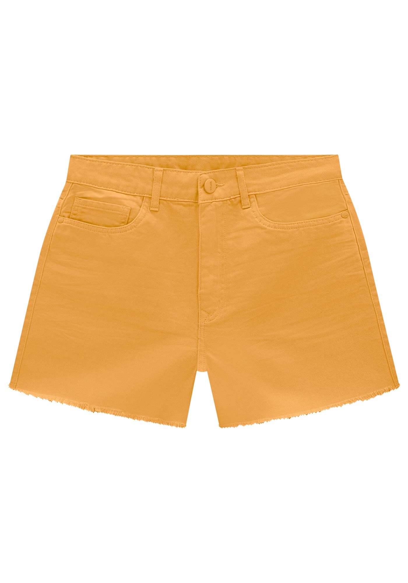 Shorts Sarja Color Cintura Super Alta Hot Pant, , large.