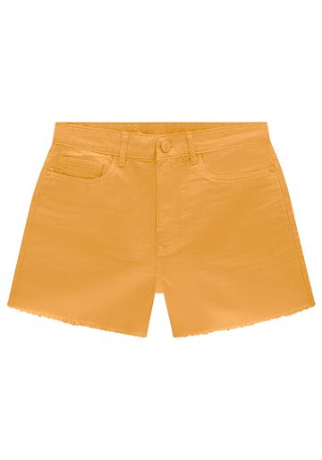 Shorts Sarja Color Cintura Super Alta Hot Pant, LARANJA CAJA, large.