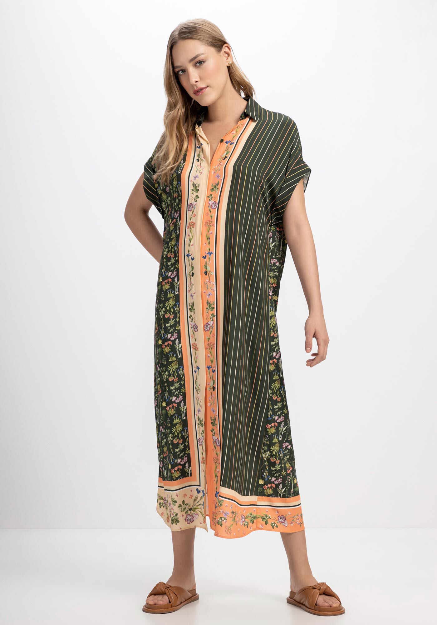 Vestido Midi Chemise Estampado com Cinto, , large.