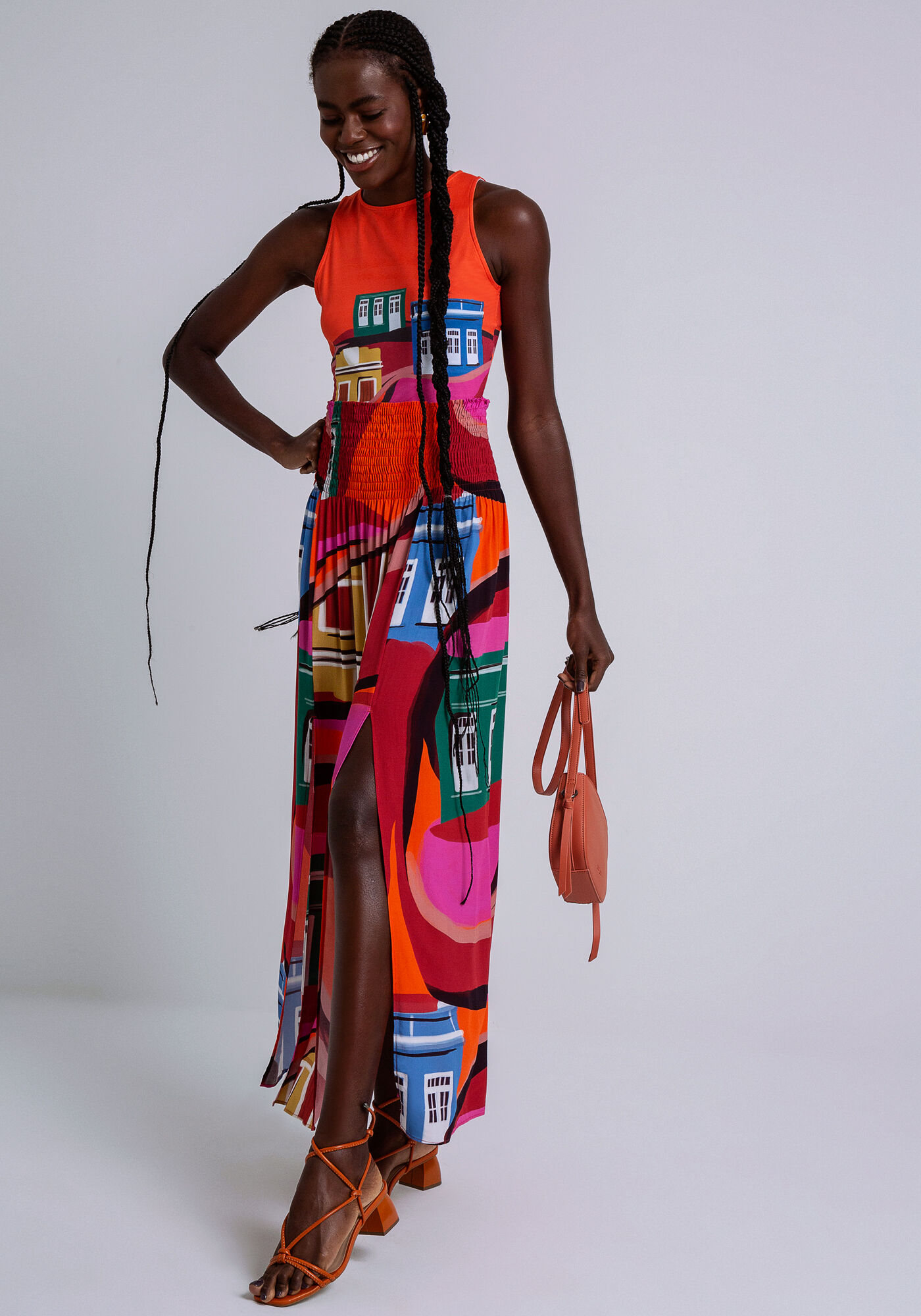 Saia Midi em Viscose com Fendas, QUATRO CANTOS, large.