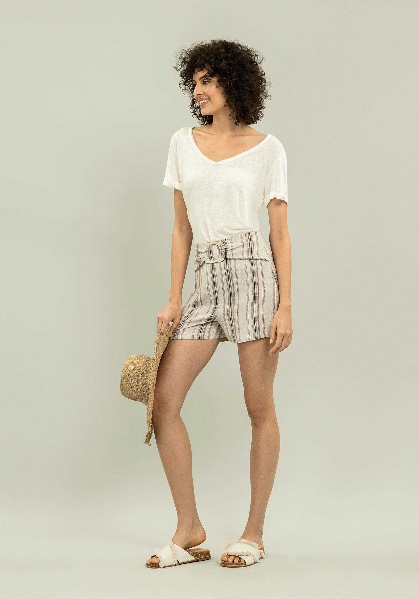 Blusa Decote V Less is More Branco Off White, , large.