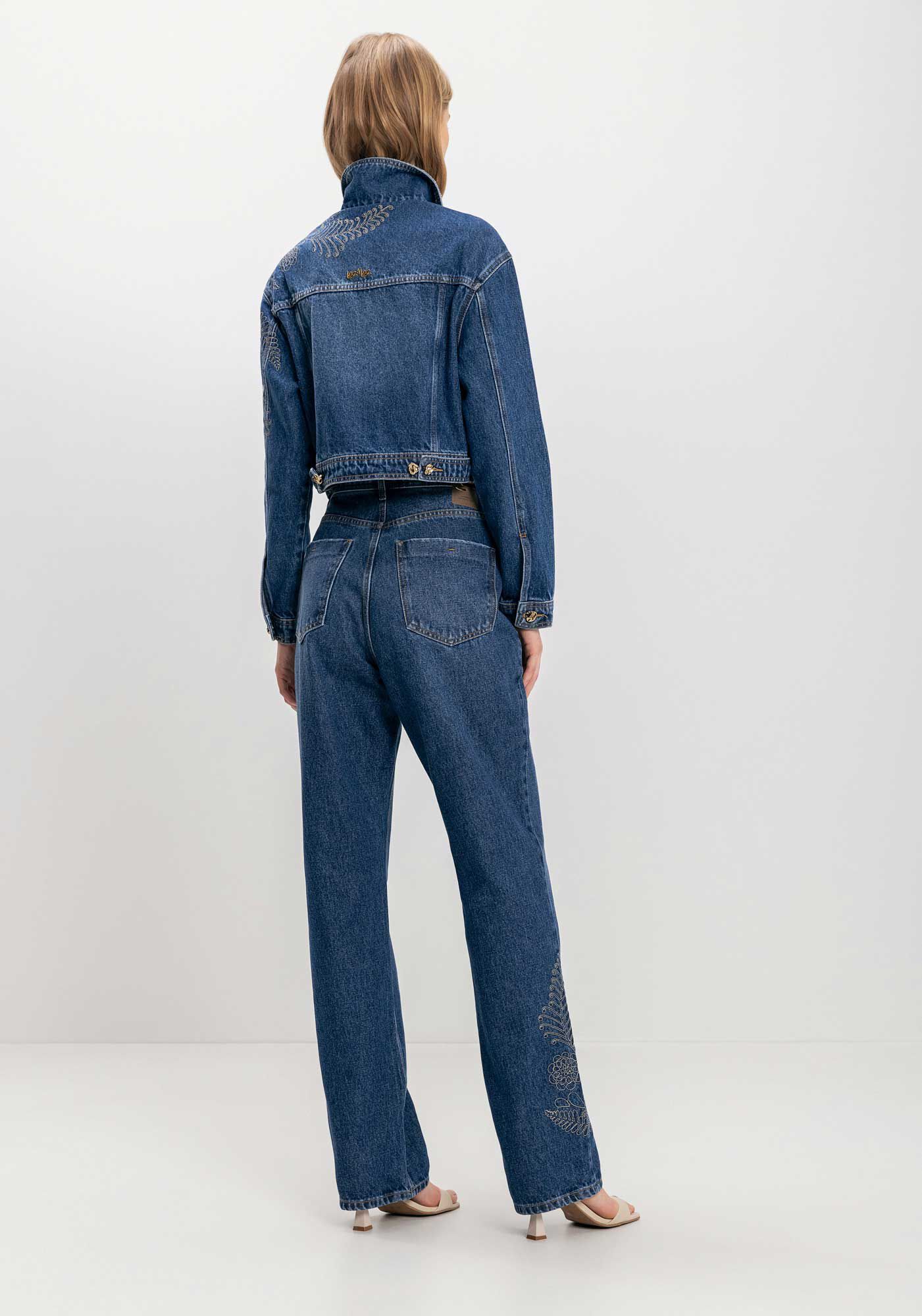 Jaqueta Jeans Curta Com Bolsos E Bordado Localizado, JEANS, large.